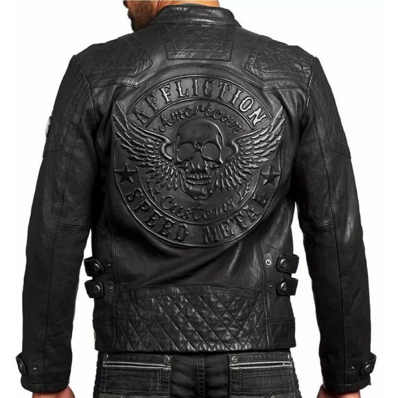 Affliction Other - AFFLICTION Leather ON FIRE Men's JACKET Black Bike